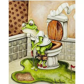 Полный 5D Diy Алмазная картина Туалетная лягушка Алмазная вышивка Крестом Домашний декор Подарок ручной работы 25x30cm