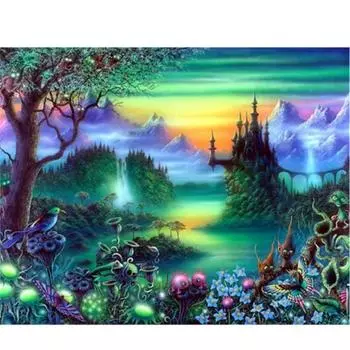 Полный 5D Diy Алмазная картина Туманная страна чудес Дрель Вышивка Крестом Домашний Декор Подарок ручной работы 25x30cm