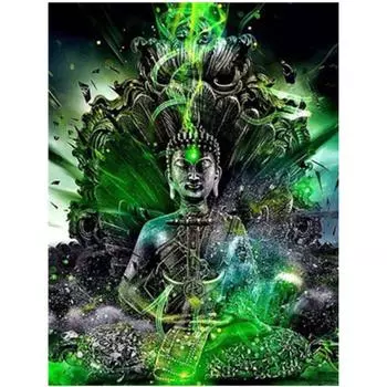 Полный 5D Diy Алмазная картина Величественная статуя Будды Вышивка крестом Домашний декор Подарок ручной работы 25x30cm