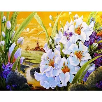 Полный 5D Diy Алмазная картина Весенние полевые цветы Вышивка крестом Домашний декор Подарок ручной работы 25x30cm
