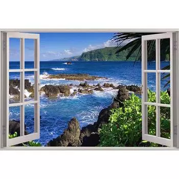 Полный 5D Diy Алмазная картина Вид на море за окном Вышивка крестиком Домашний декор Ручная работа 25x30cm