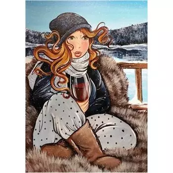 Полный 5D Diy Алмазная картина Вино Девушка Вышивка Крестом Домашний Декор Ручной Подарок 25x30cm