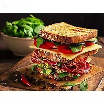 Полный 5D DIY Алмазная картина Вкусный сэндвич Алмазная вышивка Наборы мозаики для вышивки крестом Домашний декор Подарки ручной работы Round 20x30cm