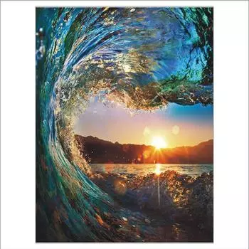 Полный 5D Diy Алмазная картина Водная волна Закат Алмазная вышивка Полный вышивка крестом Домашний декор Подарок ручной работы 20x30cm