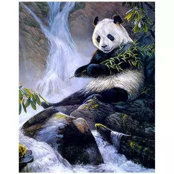 Полный 5D Diy Алмазная картина Водопад Панда Алмазная вышивка Крестом Домашний декор Подарок ручной работы 25x30cm