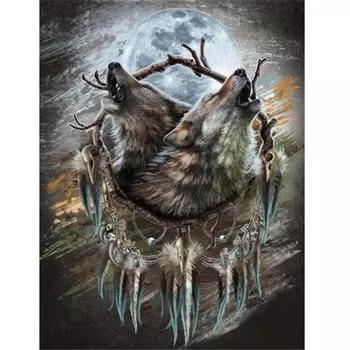 Полный 5D Diy Алмазная картина Вой волк Алмазная вышивка Полный набор аниме Наборы для вышивки крестом Домашний декор Подарок ручной работы Round 20x30cm