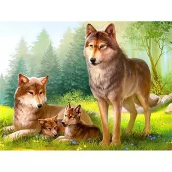 Полный 5D Diy Алмазная картина Волчья семья Алмазная вышивка Полный набор аниме Наборы для вышивки крестом Домашний декор Подарок ручной работы 20x30cm