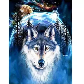 Полный 5D Diy Алмазная картина Волк Алмазная вышивка Полный набор аниме Наборы для вышивки крестом Домашний декор Подарок ручной работы Round 20x30cm