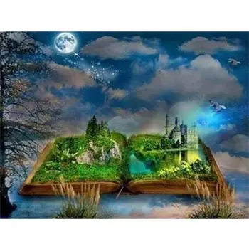 Полный 5D DIY Алмазная картина Волшебная книга Пейзаж Алмазная вышивка Мозаика Наборы вышивки крестом Домашний декор Подарки ручной работы Round 20x30cm