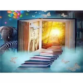 Полный 5D DIY Алмазная картина Волшебная лестница Книга Алмазная вышивка Мозаика Наборы вышивки крестом Домашний декор Подарки ручной работы Round 20x30cm
