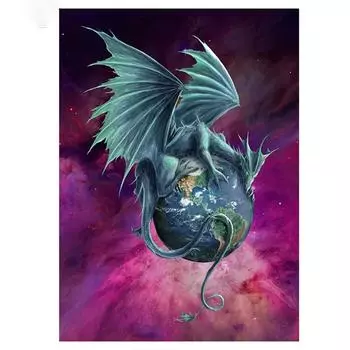 Полный 5D DIY Алмазная картина Волшебная Земля Дракон Алмазная вышивка Мозаика Наборы вышивки крестом Домашний Декор Подарки ручной работы Round 20x30cm