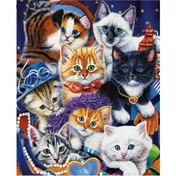 Полный 5D Diy Алмазная картина Волшебный котенок Мозаика Вышивка Крестом Домашний Декор Подарок ручной работы 25x30cm
