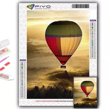 Полный 5D Diy Алмазная картина Воздушный шар 5D Алмазная картина Full Round 20X30CM