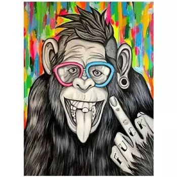Полный 5D Diy Алмазная картина Забавная обезьяна Вышивка Крестом Домашний декор Ручной подарок Подарок 20X25CM