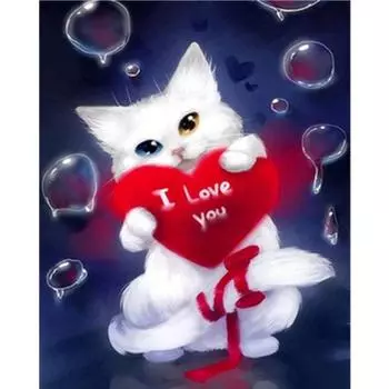 Полный 5D Diy Алмазная картина Заботливый кот Вышивка Крестом Домашний декор Ручной подарок Подарок 20X25CM