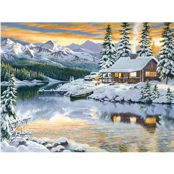 Полный 5D Diy Алмазная картина Закат Снежный город Вышивка Крестом Домашний декор Ручной подарок 25x30cm