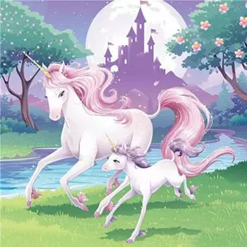 Полный 5D Diy Алмазная картина Замок и Белая лошадь Вышивка крестом Домашний декор Подарок ручной работы 25x25cm
