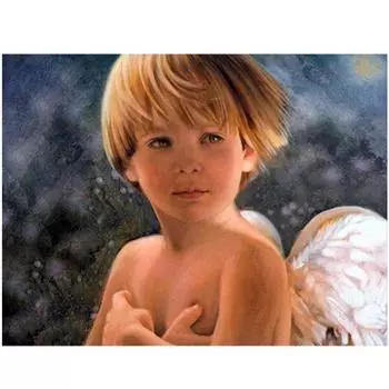 Полный 5D Diy Алмазная картина Застенчивый ангел мальчик Мозаика Вышивка Крестом Домашний декор Подарок ручной работы 20X25CM