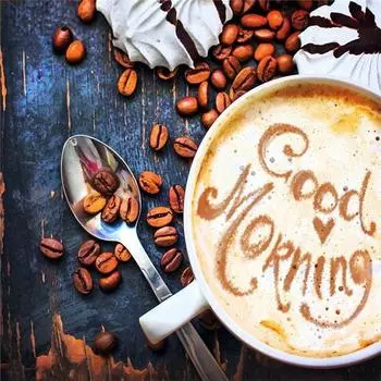 Полный 5D Diy Алмазная картина Завтрак Кофе Мозаика Вышивка Крестом Домашний Декор Ручная работа 25x25cm