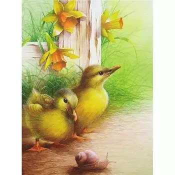Полный 5D Diy Алмазная картина Желтый утенок Алмазная вышивка Полный лежал вышивка крестом Домашний декор Подарок ручной работы 20x30cm