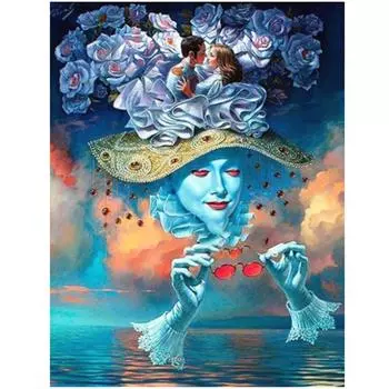 Полный 5D Diy Алмазная картина Женщина на море Вышивка крестом Домашний декор Ручная работа 25x30cm