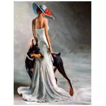 Полный 5D Diy Алмазная картина Женщина показывает собаку Алмазная вышивка Полный вышивки крестом Домашний декор Подарок ручной работы 20x30cm