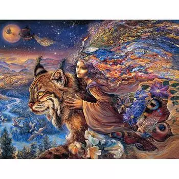 Полный 5D Diy Алмазная картина Женщина верхом на тигре Мозаика Вышивка Крестом Домашний декор Ручная работа 25x30cm