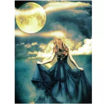 Полный 5D Diy Алмазная картина Женщины в красном платье в ночное время Вышивка крестом Домашний декор Ручная работа 25x30cm