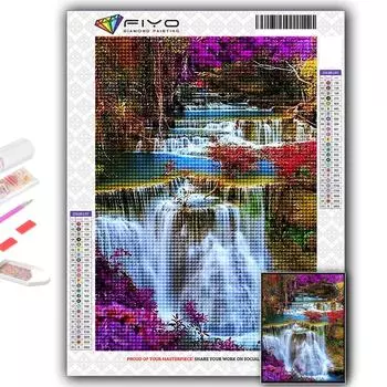Полный 5D Diy Алмазная картина Живописный водопад 5D Алмазная картина Full Round 20X30CM