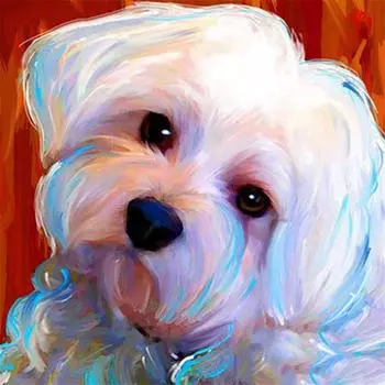 Полный 5D Diy Алмазная картина Животное белая собака Вышивка Крестом Домашний Декор Ручной подарок Подарок 25x25cm