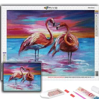 Полный 5D Diy Алмазная картина Животное Фламинго 5D Алмазная картина Full Round 20X30CM