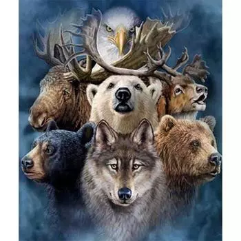 Полный 5D Diy Алмазная картина Животное Группа Вышивка Крестом Домашний Декор Ручной Подарок 25x30cm