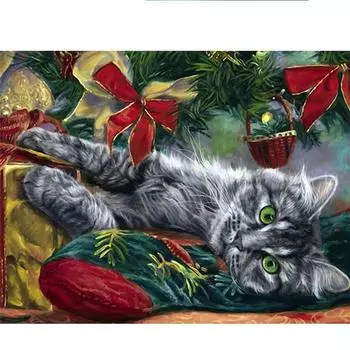 Полный 5D Diy Алмазная картина Животное Кошка Алмазная вышивка Крест Стежок Главная Декор Ручной подарок 20x30cm