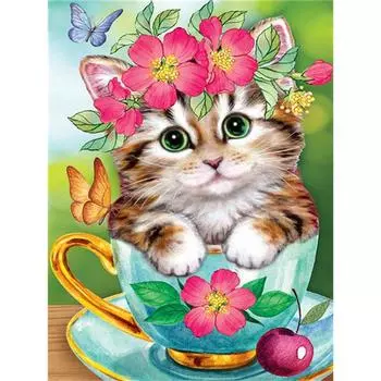 Полный 5D Diy Алмазная картина Животное Кошка Алмазная вышивка Крест Стежок Главная Декор Ручной подарок 25x30cm