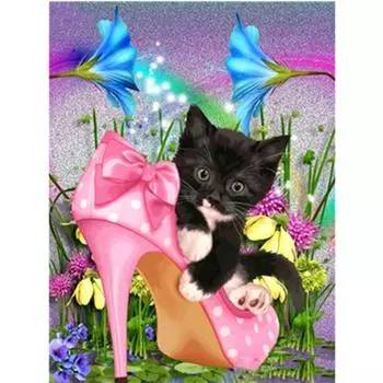 Полный 5D Diy Алмазная картина Животное Кошка Алмазная вышивка Крест Стежок Главная Декор Ручной подарок 25x30cm