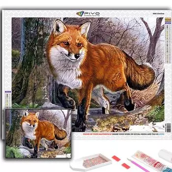 Полный 5D Diy Алмазная картина Животное Лиса 5D Алмазная картина Full Round 20X30CM