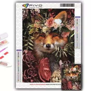 Полный 5D Diy Алмазная картина Животное Лиса 5D Алмазная картина Full Round 20X30CM