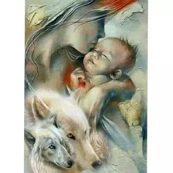 Полный 5D Diy Алмазная картина Животное Мать Алмазная вышивка Вышивка крестом Домашний декор Ручной подарок Подарок 20x30cm