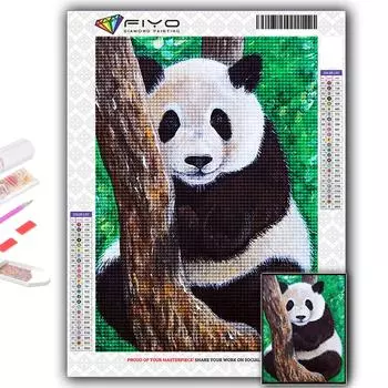 Полный 5D Diy Алмазная картина Животное Панда 5D Алмазная картина Full Round 20X30CM