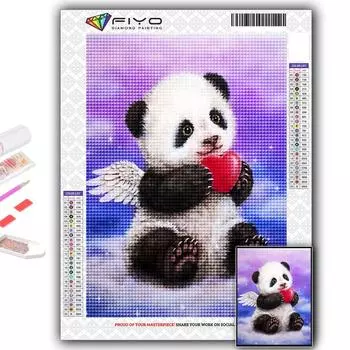 Полный 5D Diy Алмазная картина Животное Панда 5D Алмазная картина Full Round 20X30CM