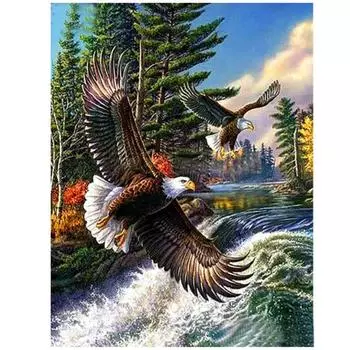 Полный 5D Diy Алмазная картина Животное Речной пейзаж Вышивка Крестом Домашний Декор Подарок ручной работы 20X25CM