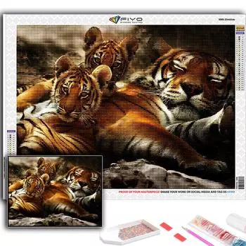 Полный 5D Diy Алмазная картина Животное Тигр 5D Алмазная картина Full Round 20X30CM