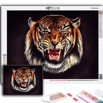 Полный 5D Diy Алмазная картина Животное Тигр 5D Алмазная картина Full Round 20X30CM