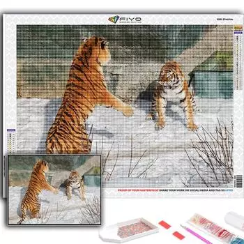Полный 5D Diy Алмазная картина Животное Тигр 5D Алмазная картина Full Round 20X30CM