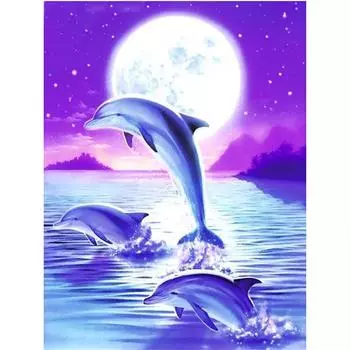 Полный 5D Diy Алмазная картина животных Дельфин Алмазная вышивка Крест Стежок Главная Декор Ручной подарок 20x30cm