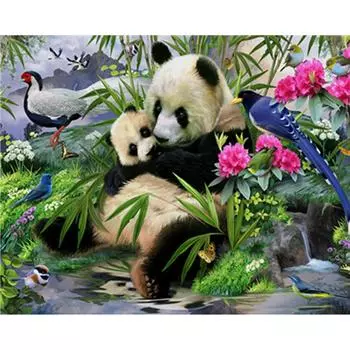 Полный 5D Diy Алмазная картина животных Панда Алмазная вышивка Крест Стежок Главная Декор Ручной подарок 25x30cm