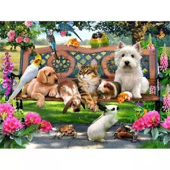 Полный 5D Diy Алмазная картина Животный рай Алмазная вышивка Полный набор аниме Наборы для вышивки крестом Домашний декор Подарок ручной работы 20x30cm