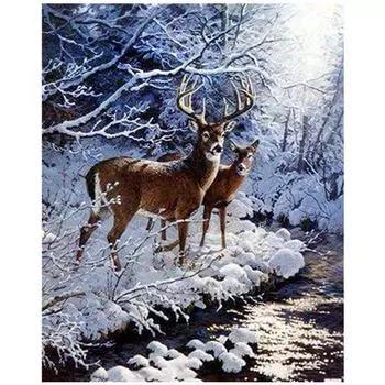 Полный 5D Diy Алмазная картина Зимний олень Алмазная вышивка Крестом Домашний декор Подарок ручной работы 25x30cm