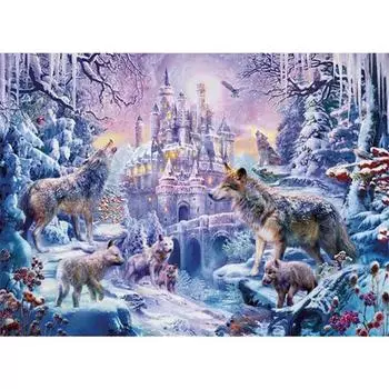 Полный 5D Diy Алмазная картина Зимний волк Территория Вышивка Крестом Домашний декор Подарок ручной работы 25x30cm