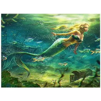 Полный 5D Diy Алмазная картина Золотая Русалка Алмазная вышивка Крестом Домашний декор Подарок ручной работы 25x30cm